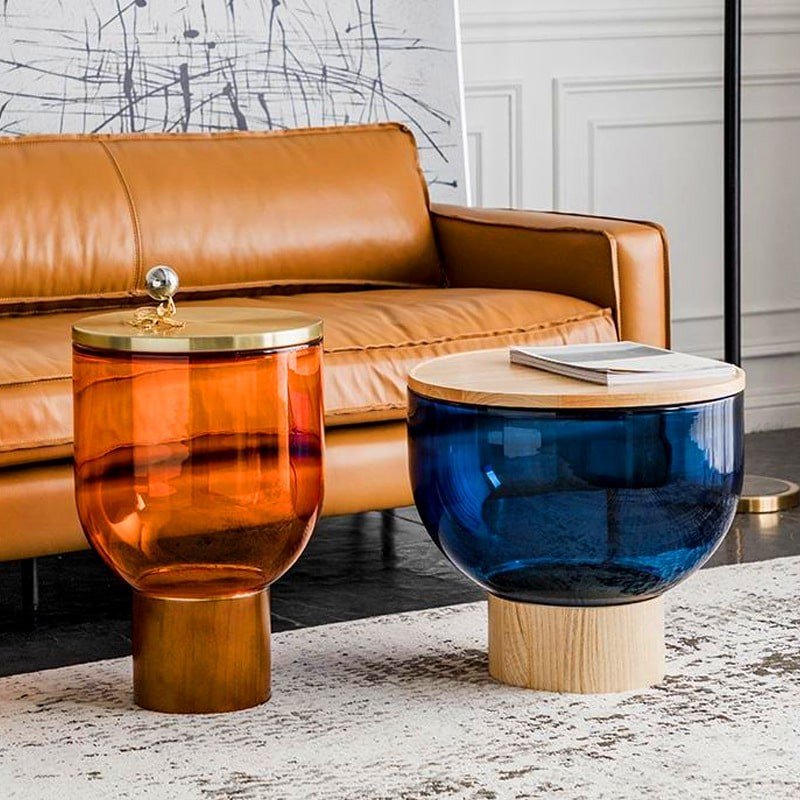 Couchtisch aus Glas und Holz – Teetisch im skandinavischen Design