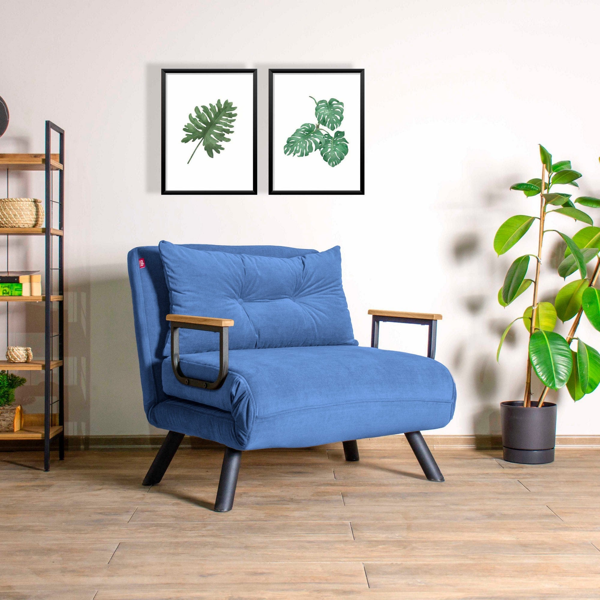 Sando 1-Sitzer-Schlafsofa – blauer Stoff
