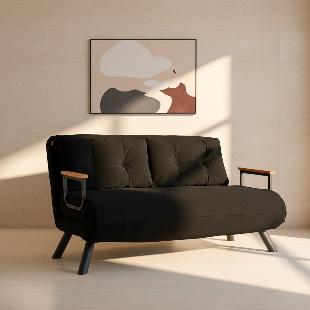 Sando 2-Sitzer-Schlafsofa in Schwarz