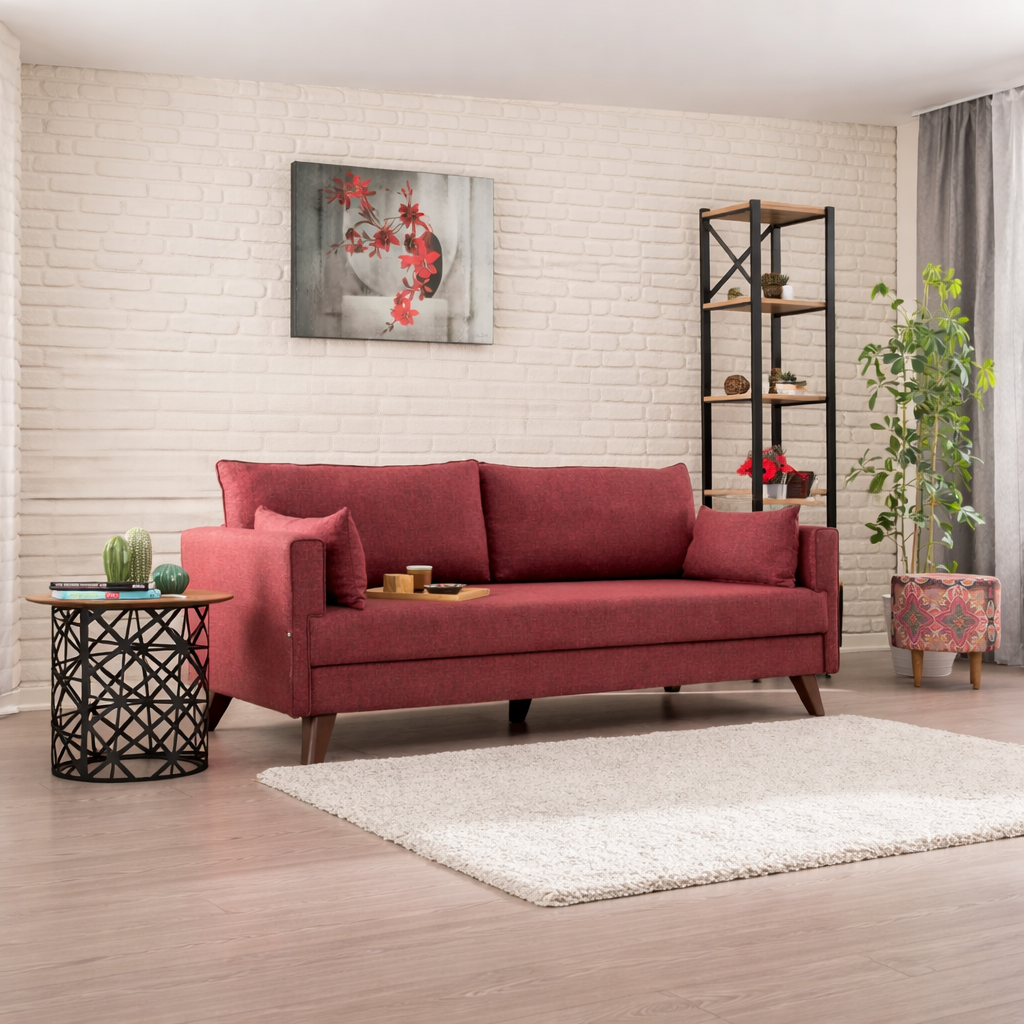 Bella Claret – rotes 3-Sitzer-Schlafsofa
