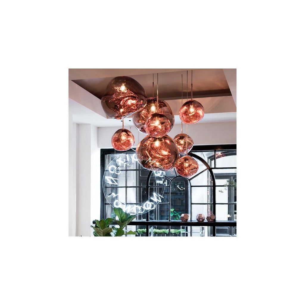 Post-Modern Melt Glass Pendant Pendant Lamps/Lights Glass Lava Irregular Silver/Gold/Red Copper Mirror Hanging Light Color : Gold, Size : 25CM Belief Rebirth Ceiling Suspension Lamp for Bedroom 