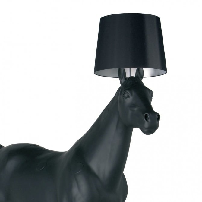 Lampe à poser tête de cheval géométrique replica d24xh50cm tissu noir et  métal or antique - Conforama
