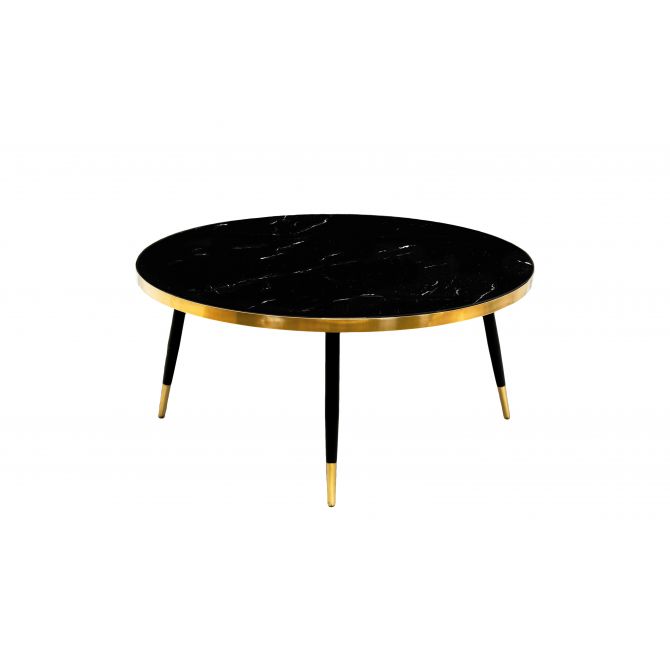 Bethan GrayRound Marble and Brass Band Coffee Table  