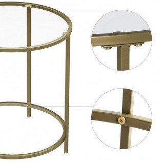 Glass and metal side table (50 cm diam)