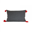 Uni rectangular pillow with pompoms - 40x60 cm