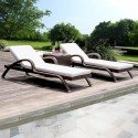 2 Rattan sun loungers + table set - Outlet 