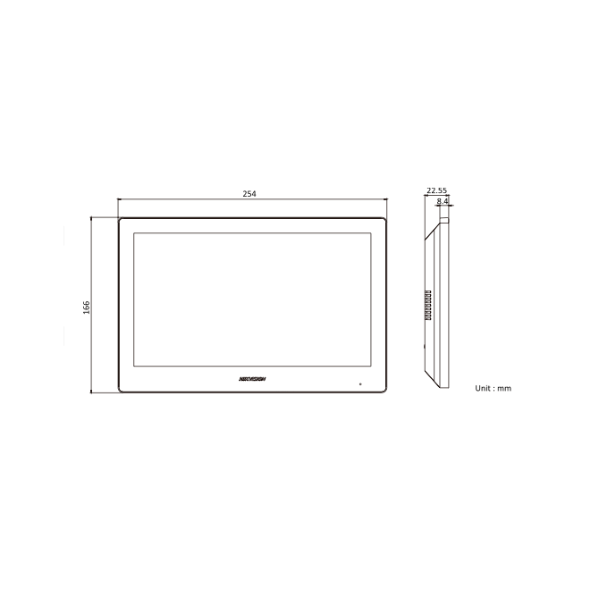 HIKVISION binnenscherm DS-KH8520-WTE met een 10 inch kleuren touchscreen