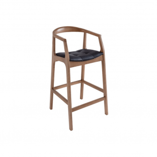 Aromatics Wooden stool with leather seat