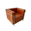 1-seater Armchair cognac sofa - HALF Leather- Outlet 