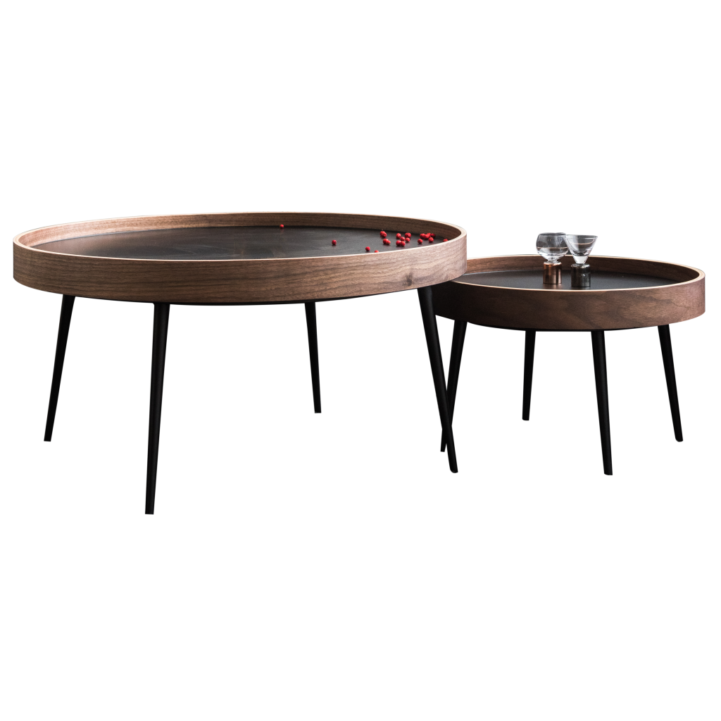 Wooden And Metal Trundle Table Altas Modern Round Low Tables