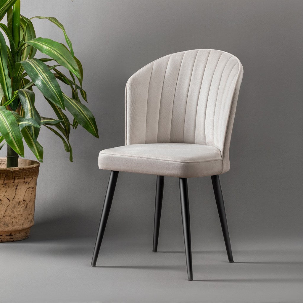 Set of 4 Rubi Polyester Dining Chairs in Cream and Black – product image 1