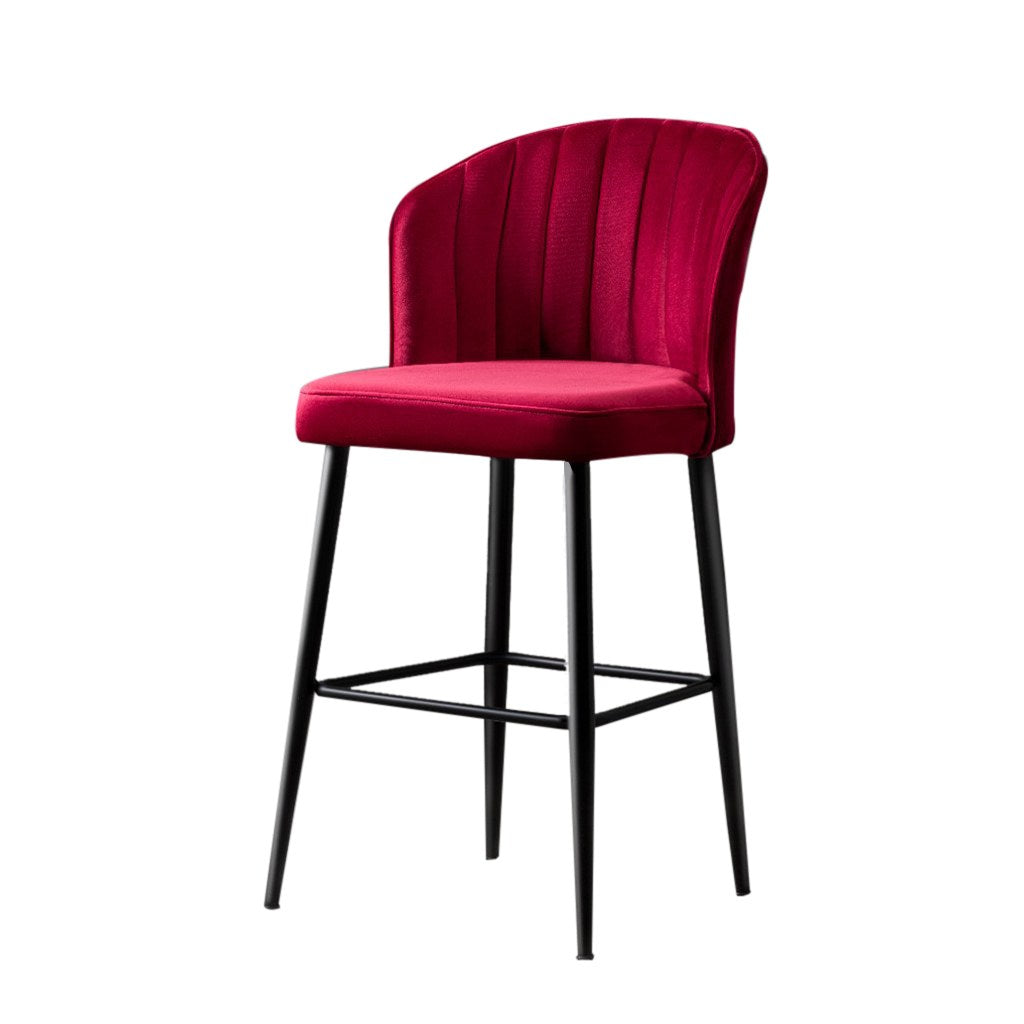 Set of 4 Rubi Polyester Bar Stools in Claret Red and Black – product image 3