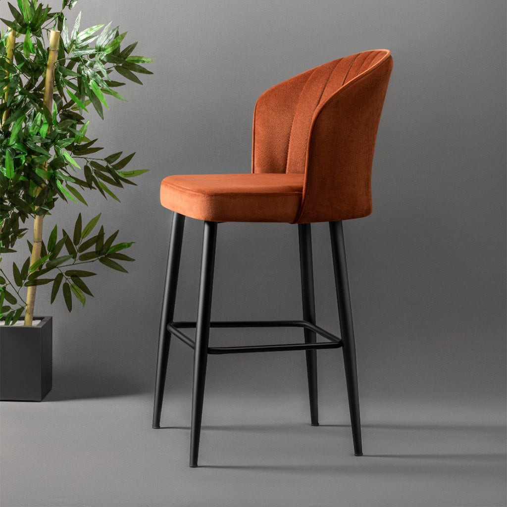Set of 4 Rubi Polyester Bar Stools in Tile Red and Black – product image 2