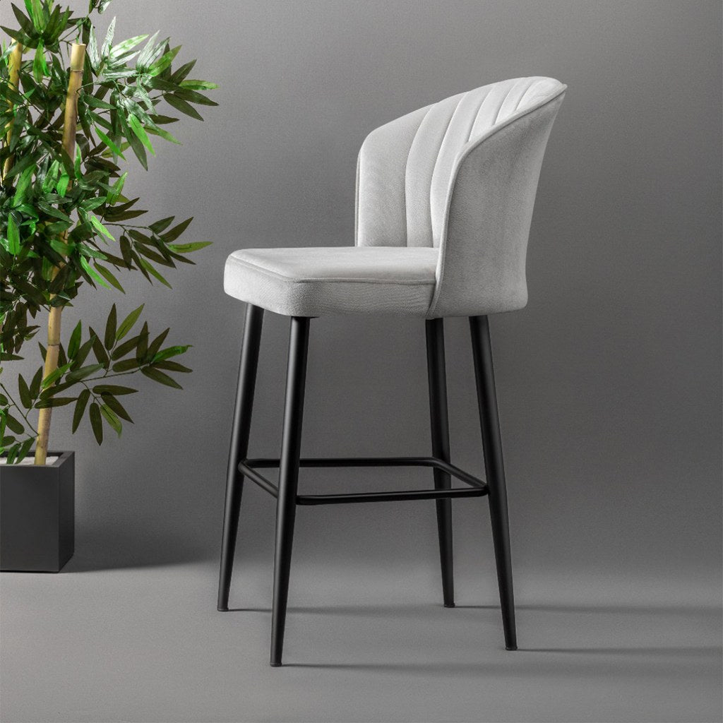 Set of 4 Rubi Polyester Bar Stools in Cream and Black – product image 2