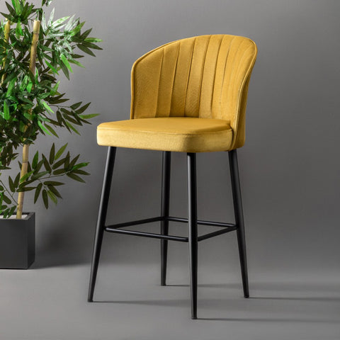 4er-Set Rubi-Barhocker aus Polyester in Gelb und Schwarz