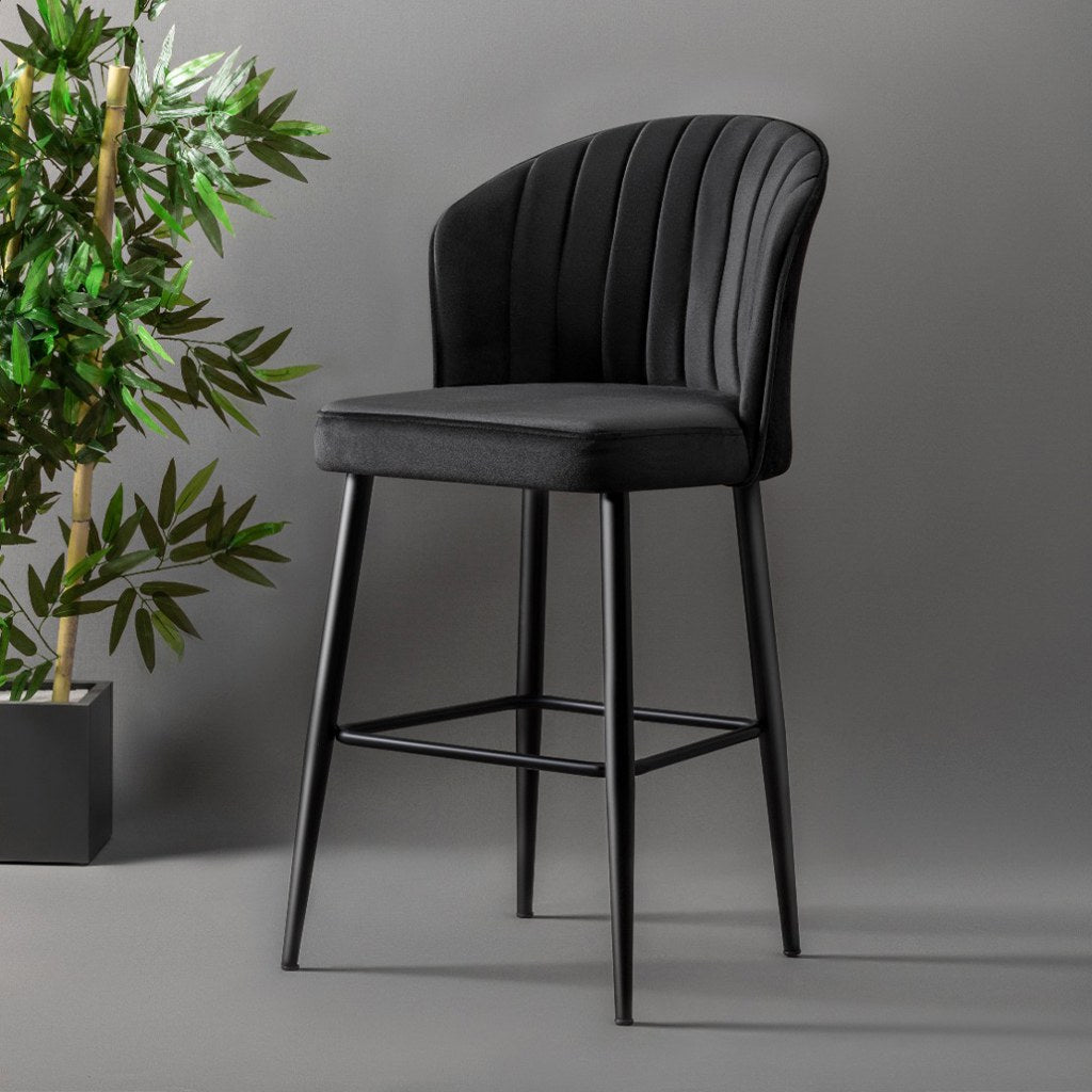 Lot de 4 tabourets de bar Rubi en polyester, noirs