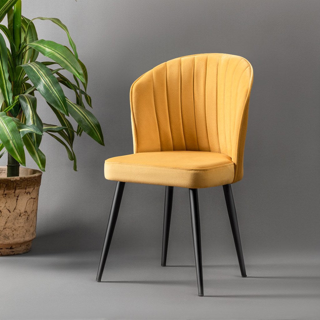 Set of 2 Rubi Polyester Dining Chairs in Yellow and Black – product image 1