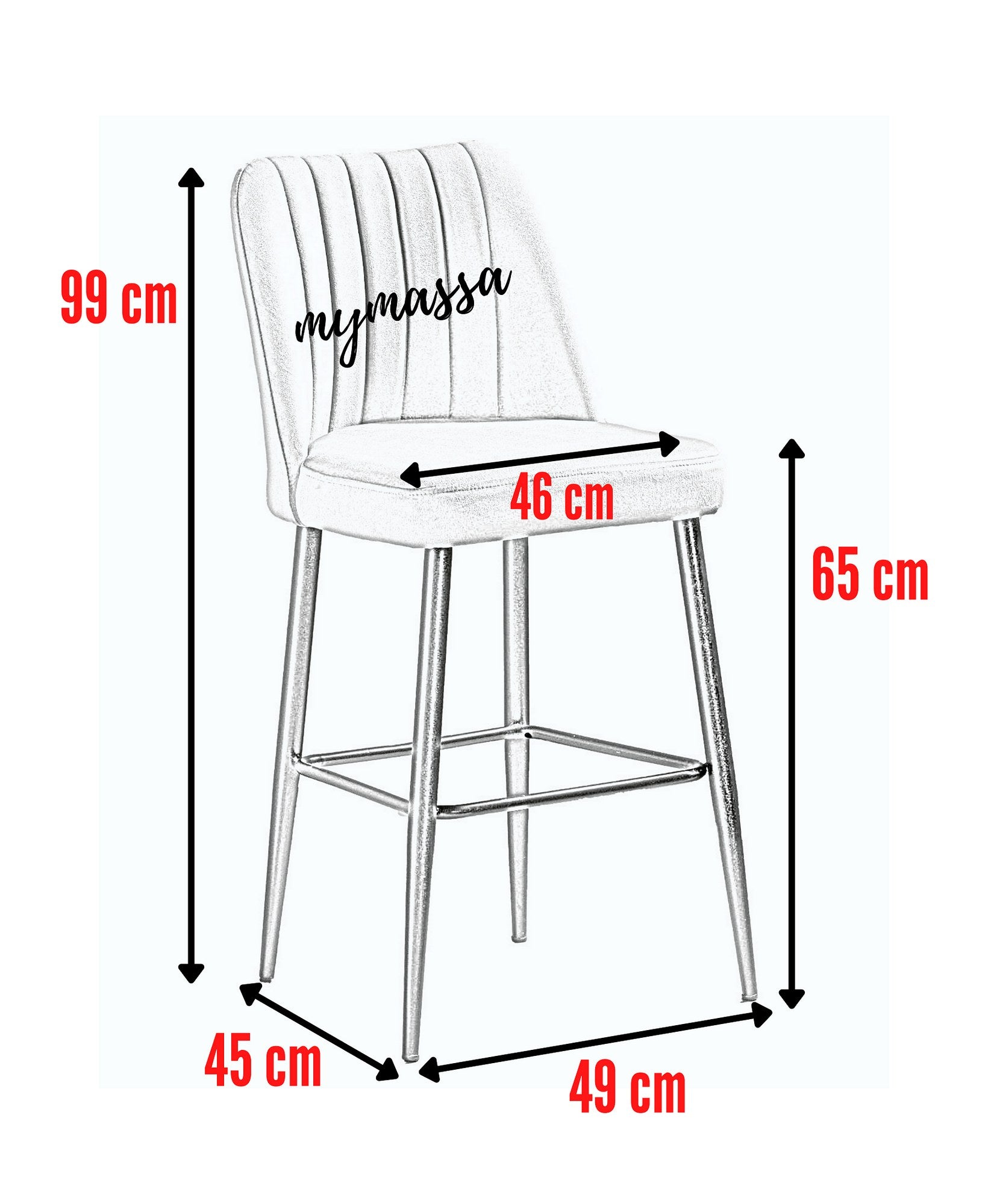 Set of 2 Vento Polyester Bar Stools in Cream and Black – product image 2