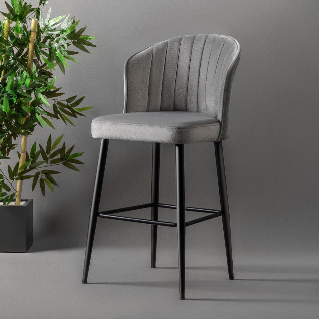 Set of 2 Rubi Polyester Bar Stools in Grey and Black – product image 1