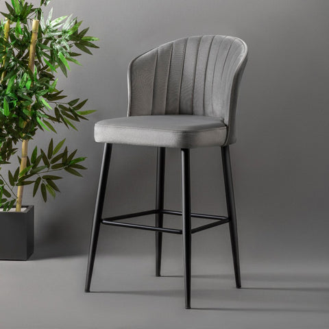 2er-Set Rubi Barhocker aus Polyester in Grau und Schwarz