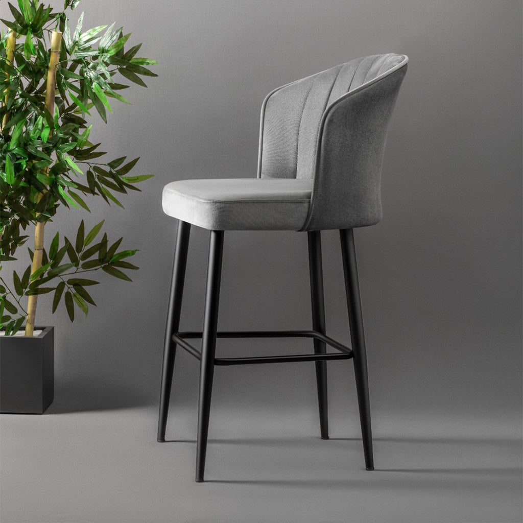 Set of 2 Rubi Polyester Bar Stools in Grey and Black – product image 2