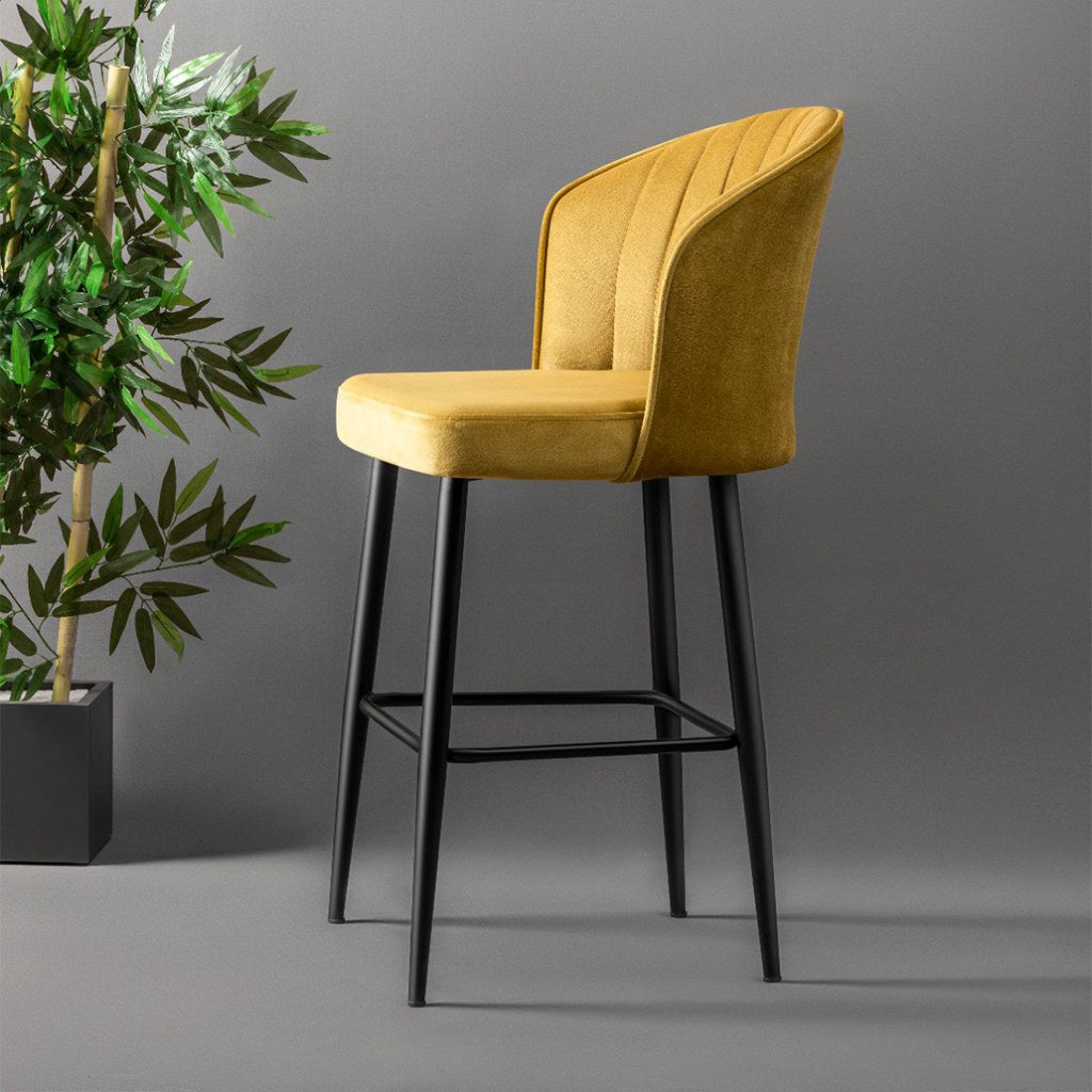 Set of 2 Rubi Polyester Bar Stools in Yellow and Black – product image 2