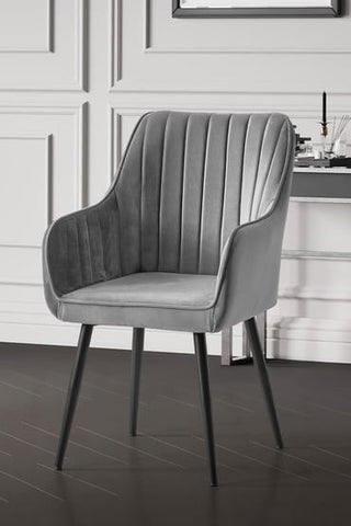 Set van 2 Nova eetkamerstoelen van polyester in grijs en zwart