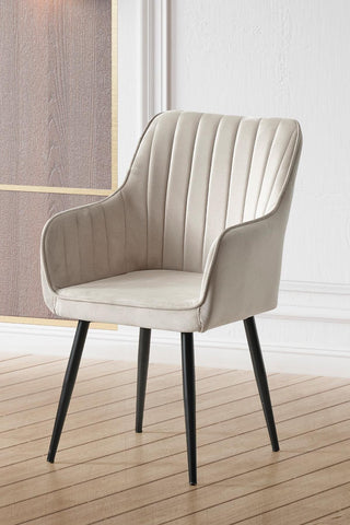 Set van 2 Nova eetkamerstoelen van polyester in crème en zwart