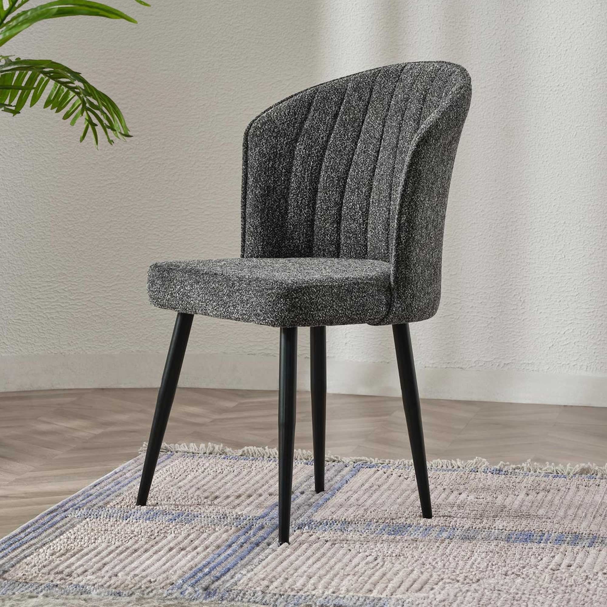Set of 4 Rubi Mense Fabric Dining Chairs in Anthracite and Black