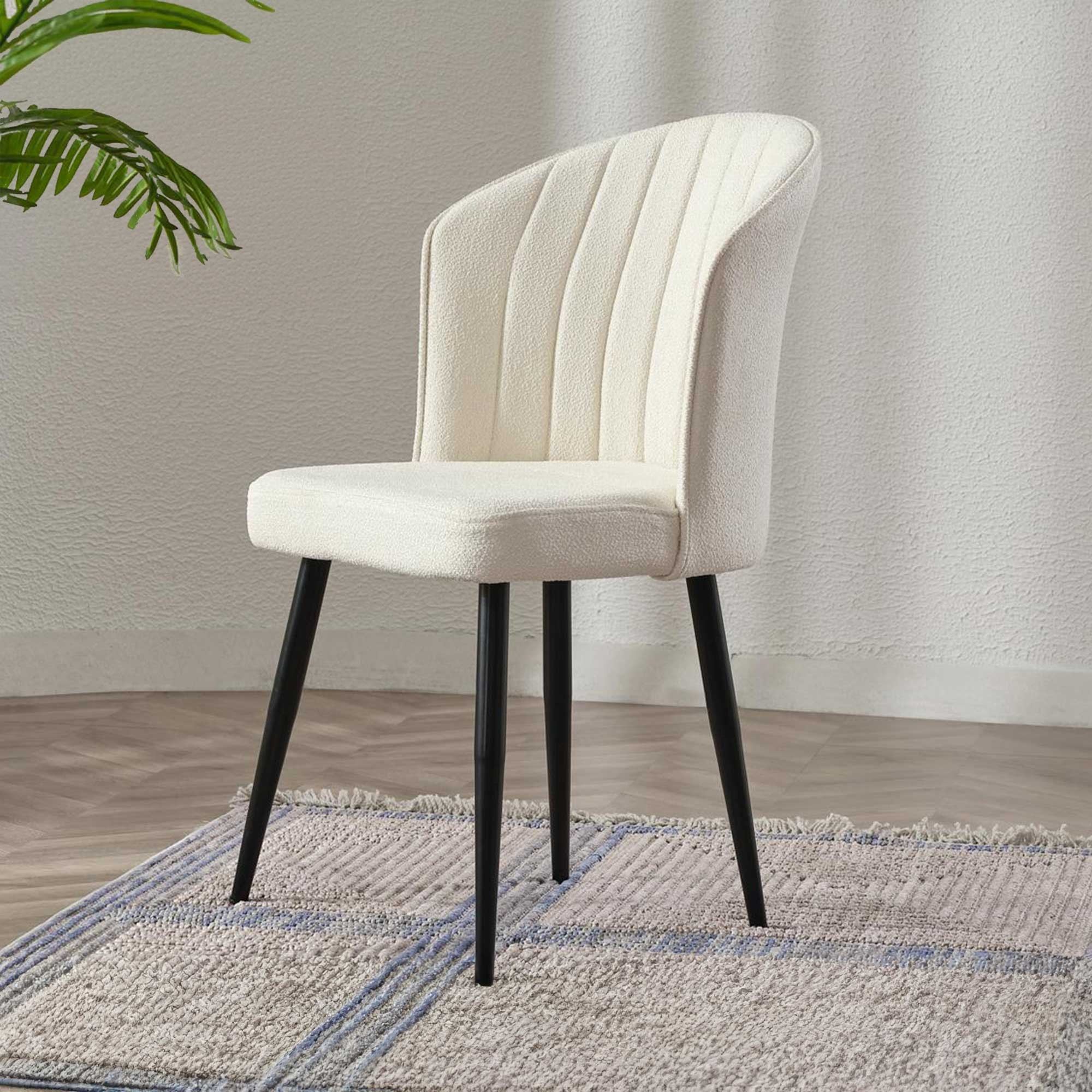 Set of 4 Rubi Mense Fabric Dining Chairs in Cream and Black