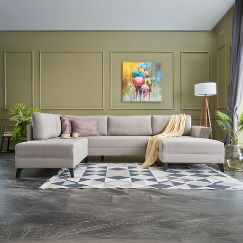 Eris – Cream L Shaped Corner Sofa Bed | Modular Sectional