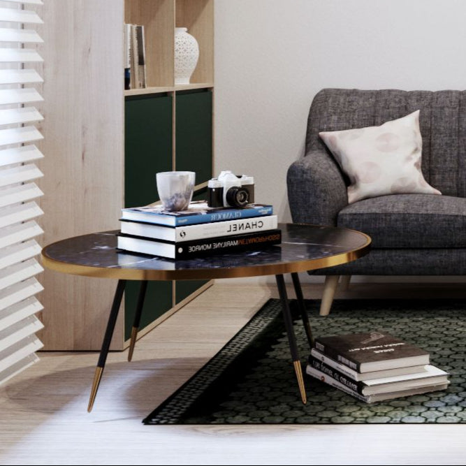 Bethan GrayRound Marble and Brass Band Coffee Table  