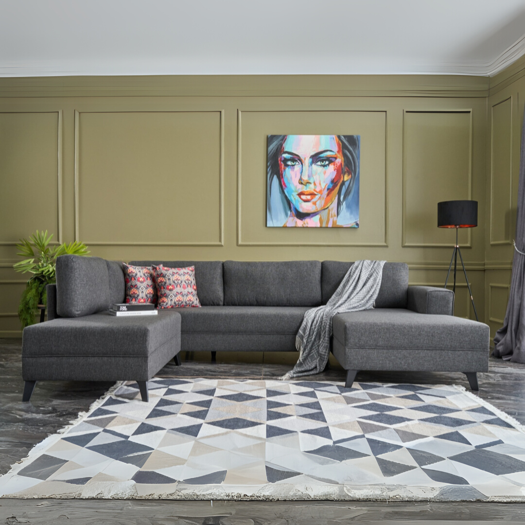 Efsun – Anthracite L Shaped Corner Sofa Bed | Modular Sectional