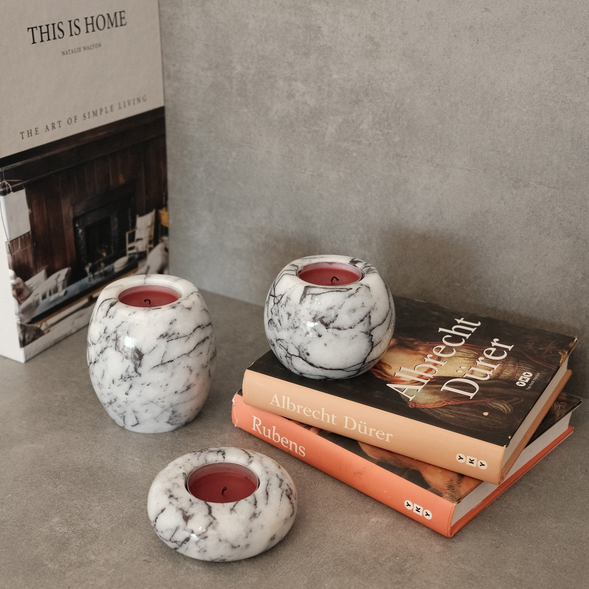 Candlestick Set of 3 Sicily Lila Marble | 144ARD1101