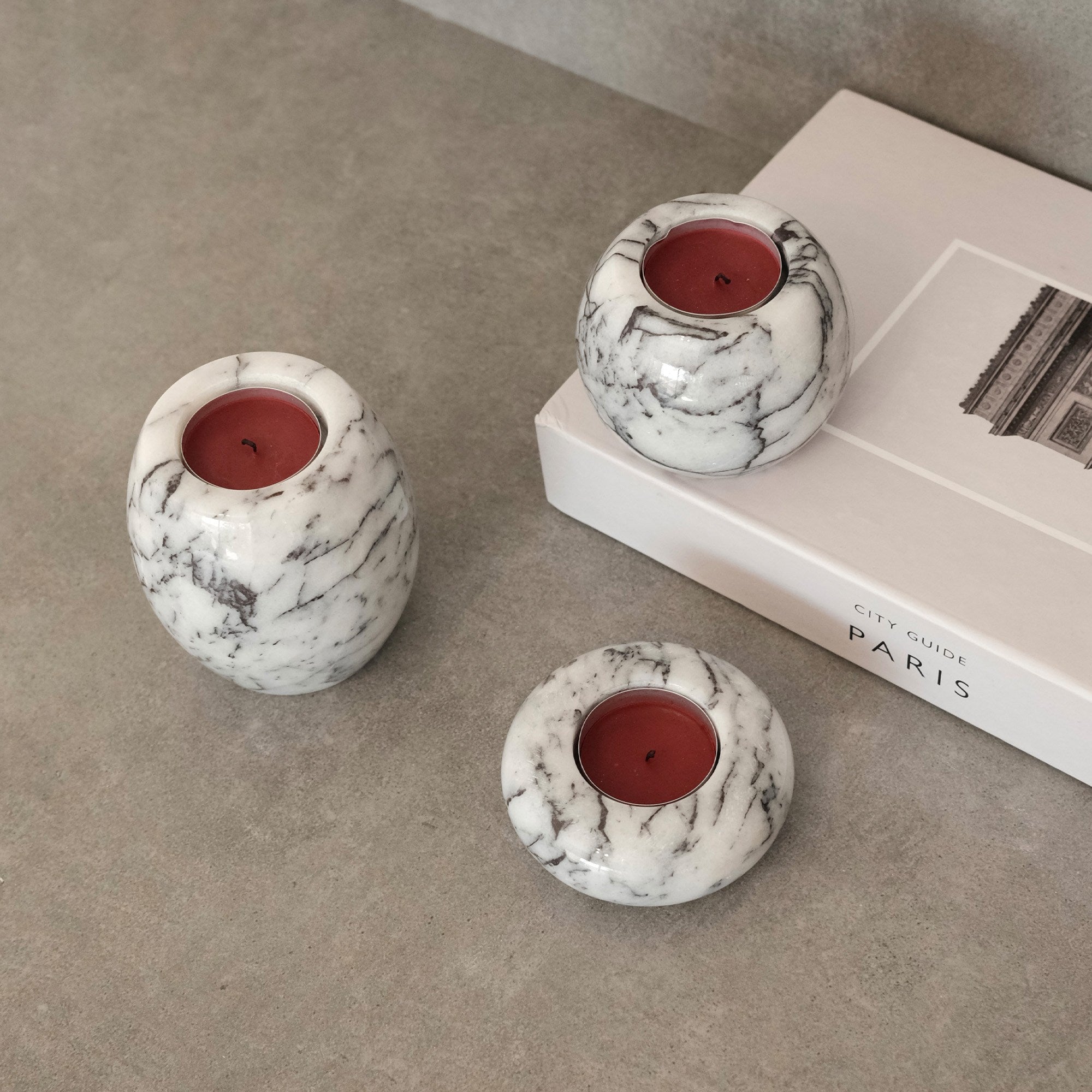 Candlestick Set of 3 Sicily Lila Marble | 144ARD1101