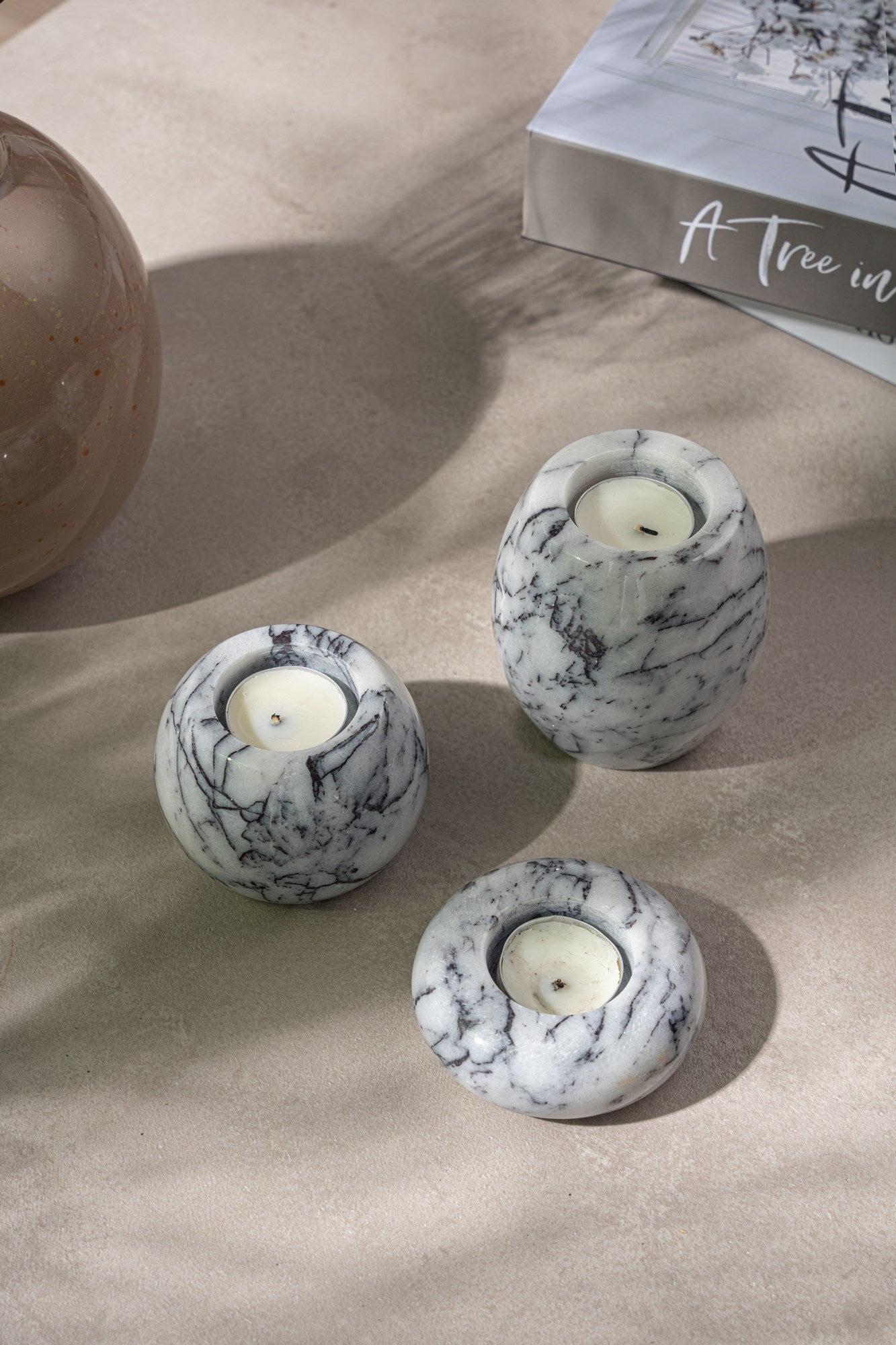 Candlestick Set of 3 Sicily Lila Marble | 144ARD1101