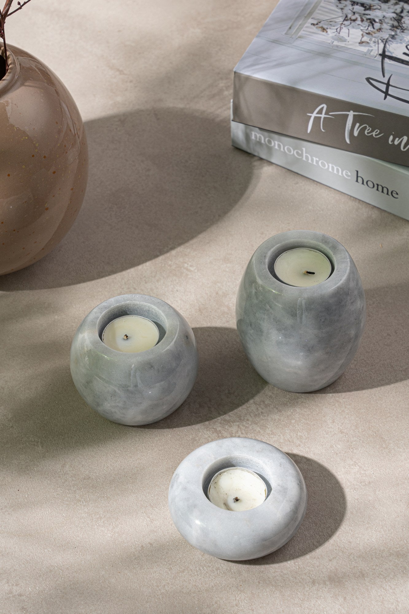 Candlestick Set of 3 Verona Grey Marble | 144ARD1102