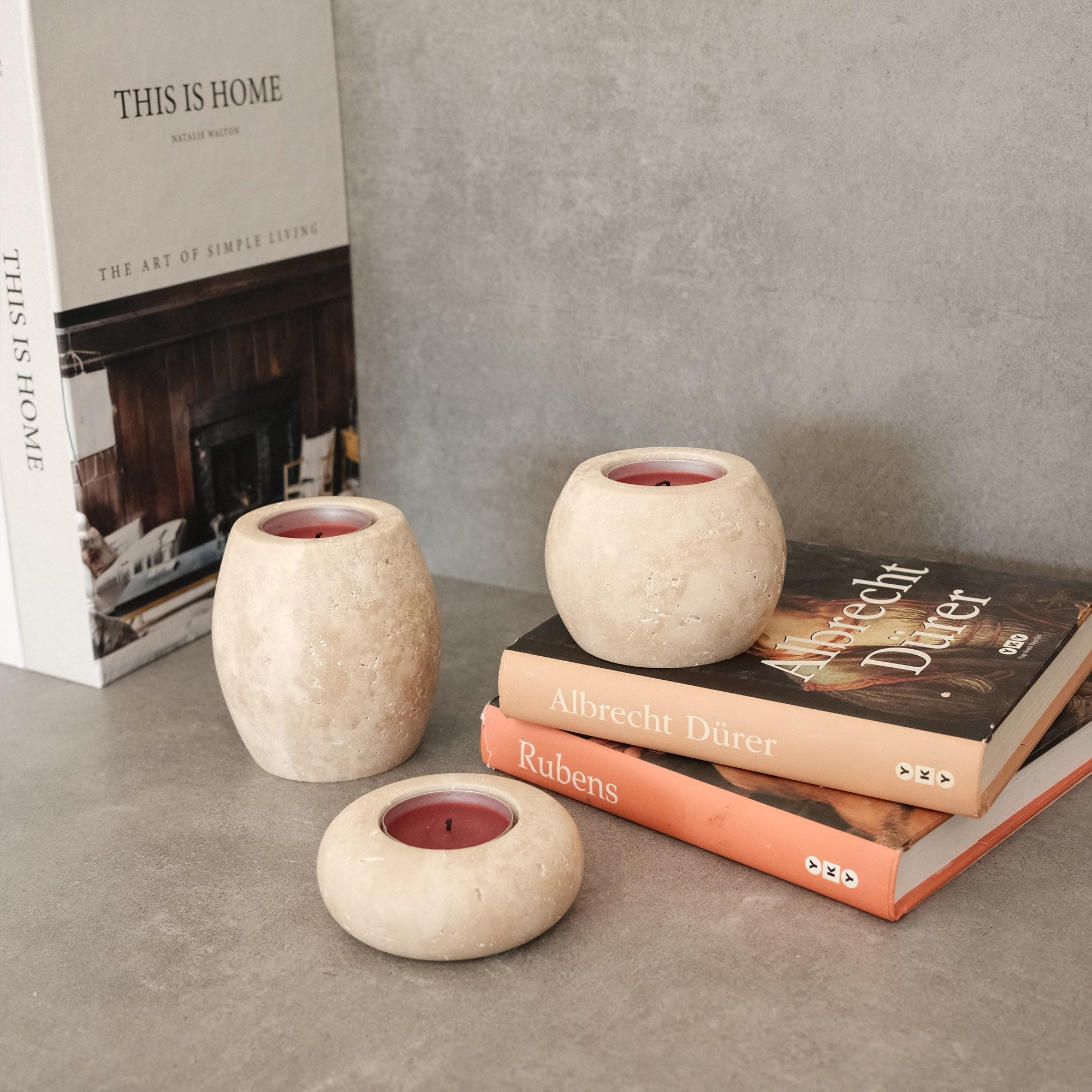 Candlestick Set of 3 Travertine Marble | 144ARD1103