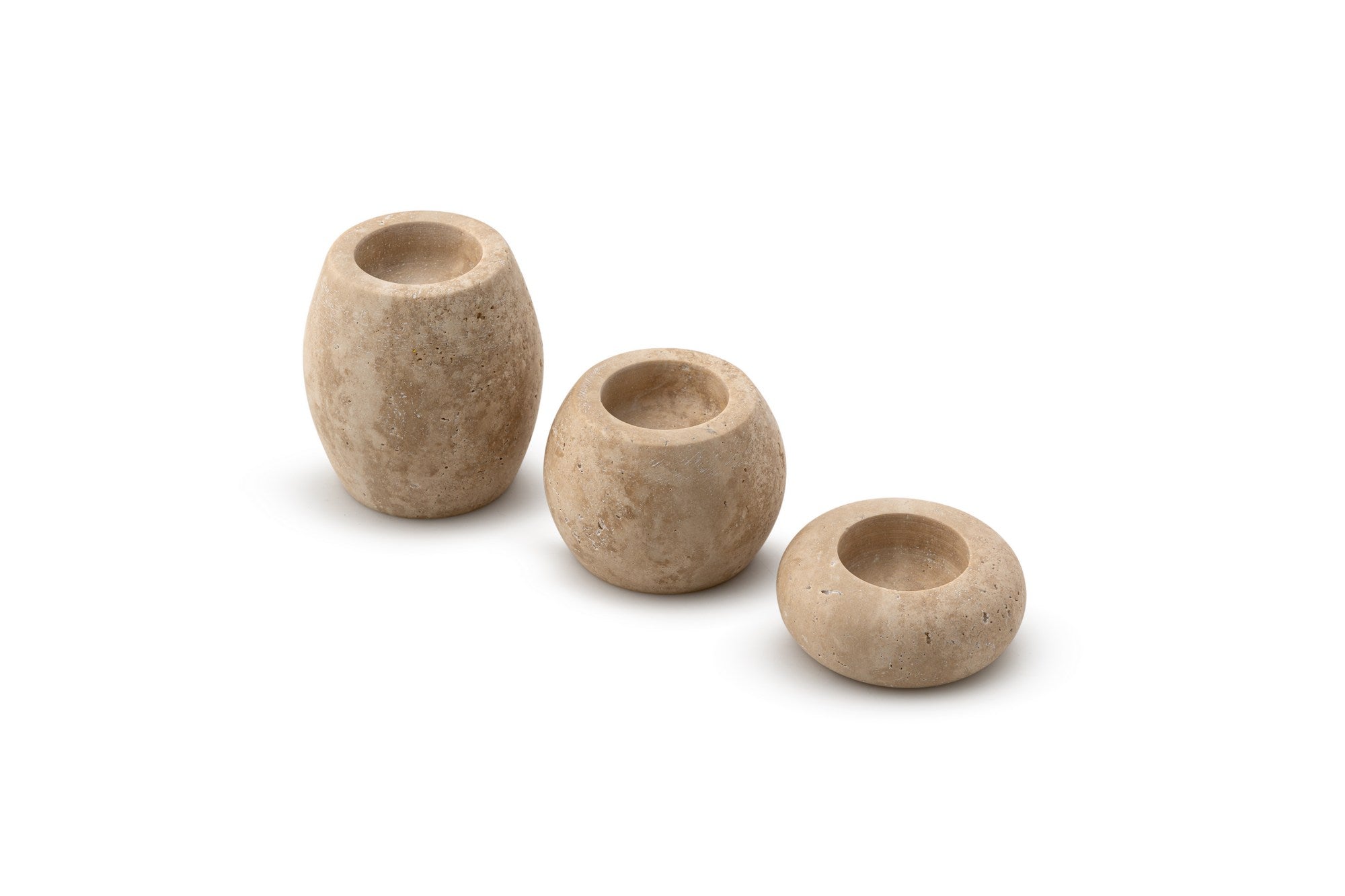 Candlestick Set of 3 Travertine Marble | 144ARD1103