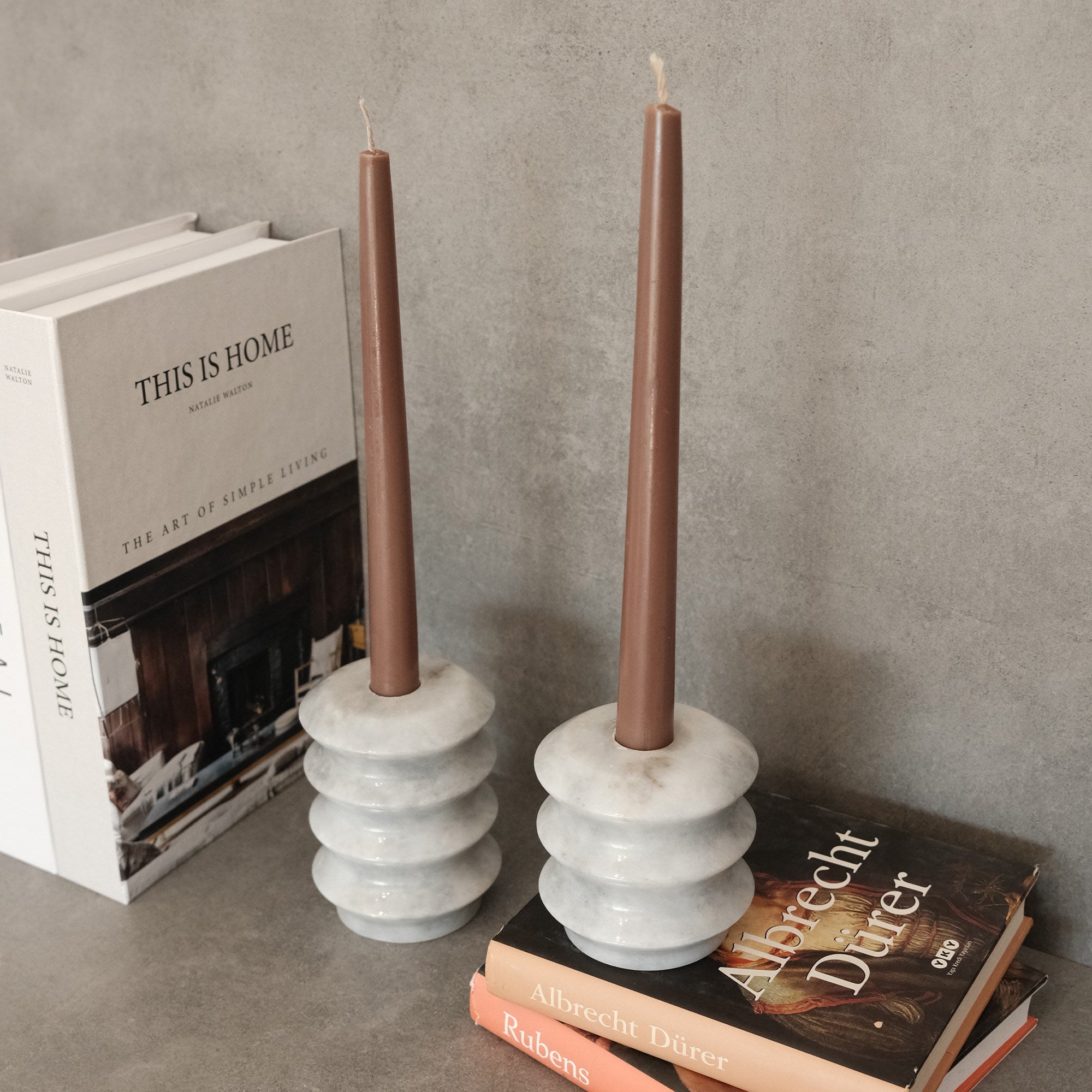 Candlestick Set of 2 Verona Grey Marble | 144ARD1104