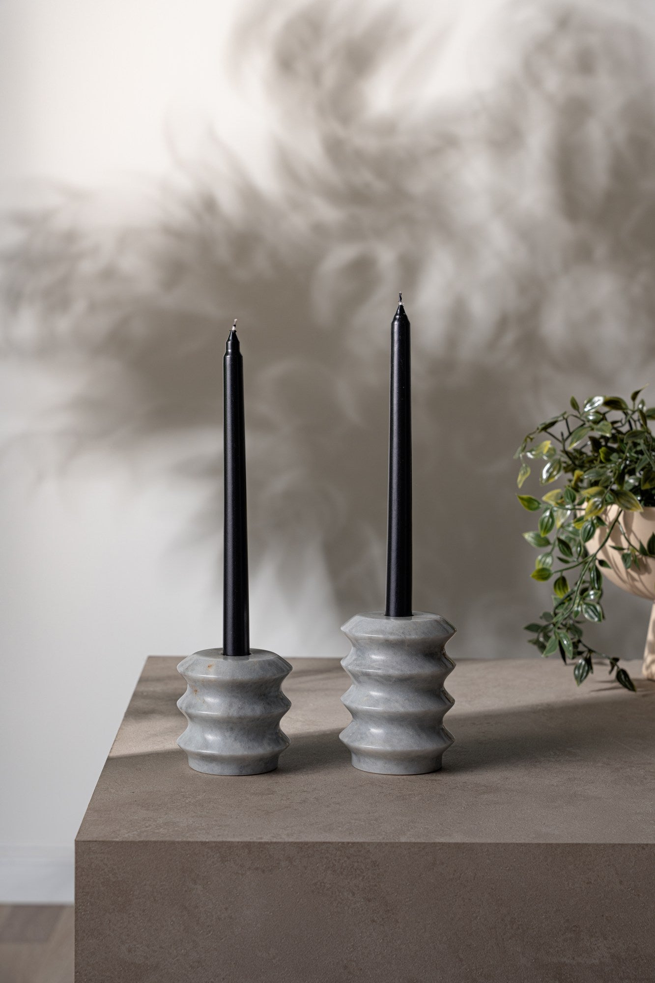 Candlestick Set of 2 Verona Grey Marble | 144ARD1104