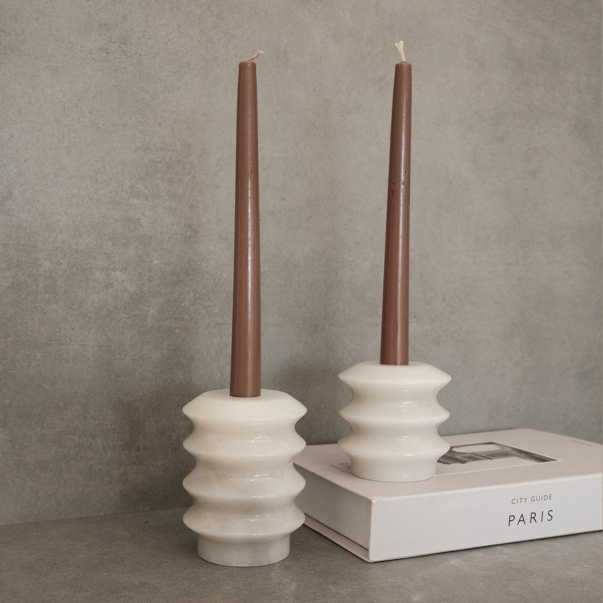 Candlestick Set of 2 Thassos Marble | 144ARD1105