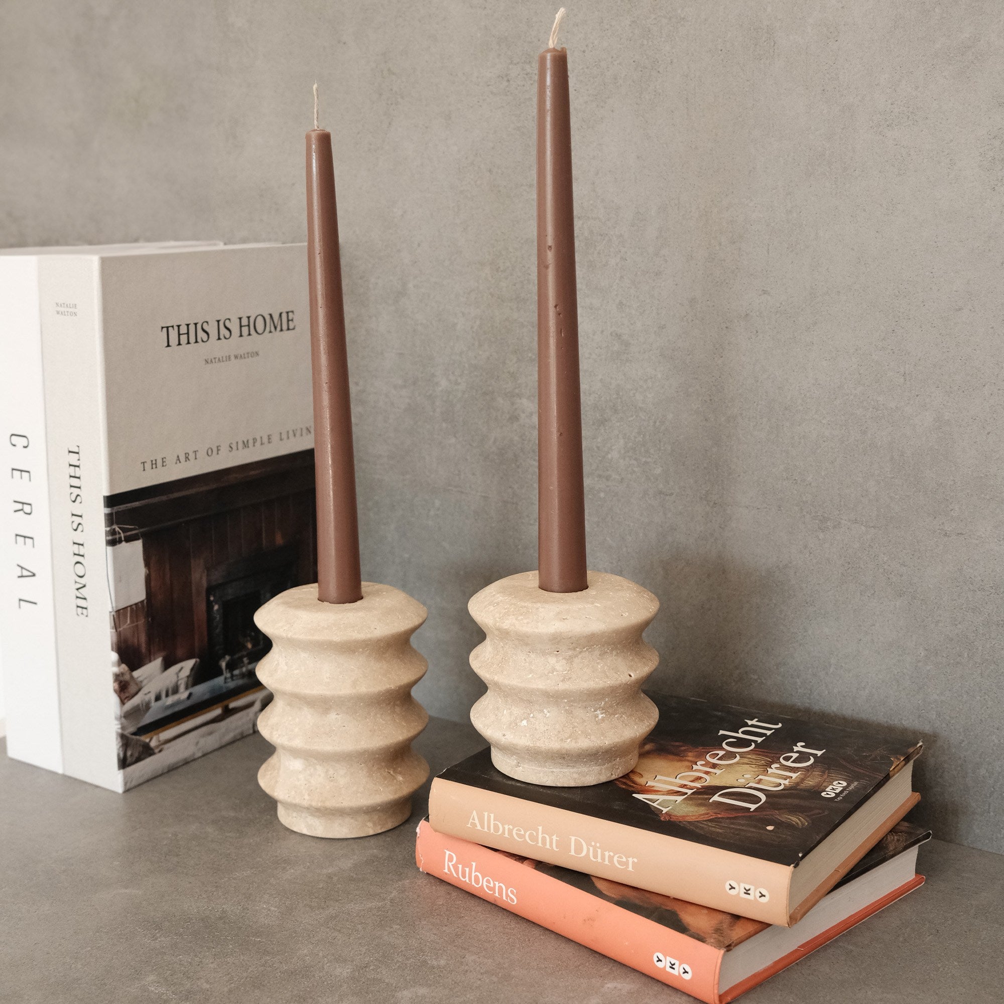 Candlestick Set of 2 Travertine Marble | 144ARD1106