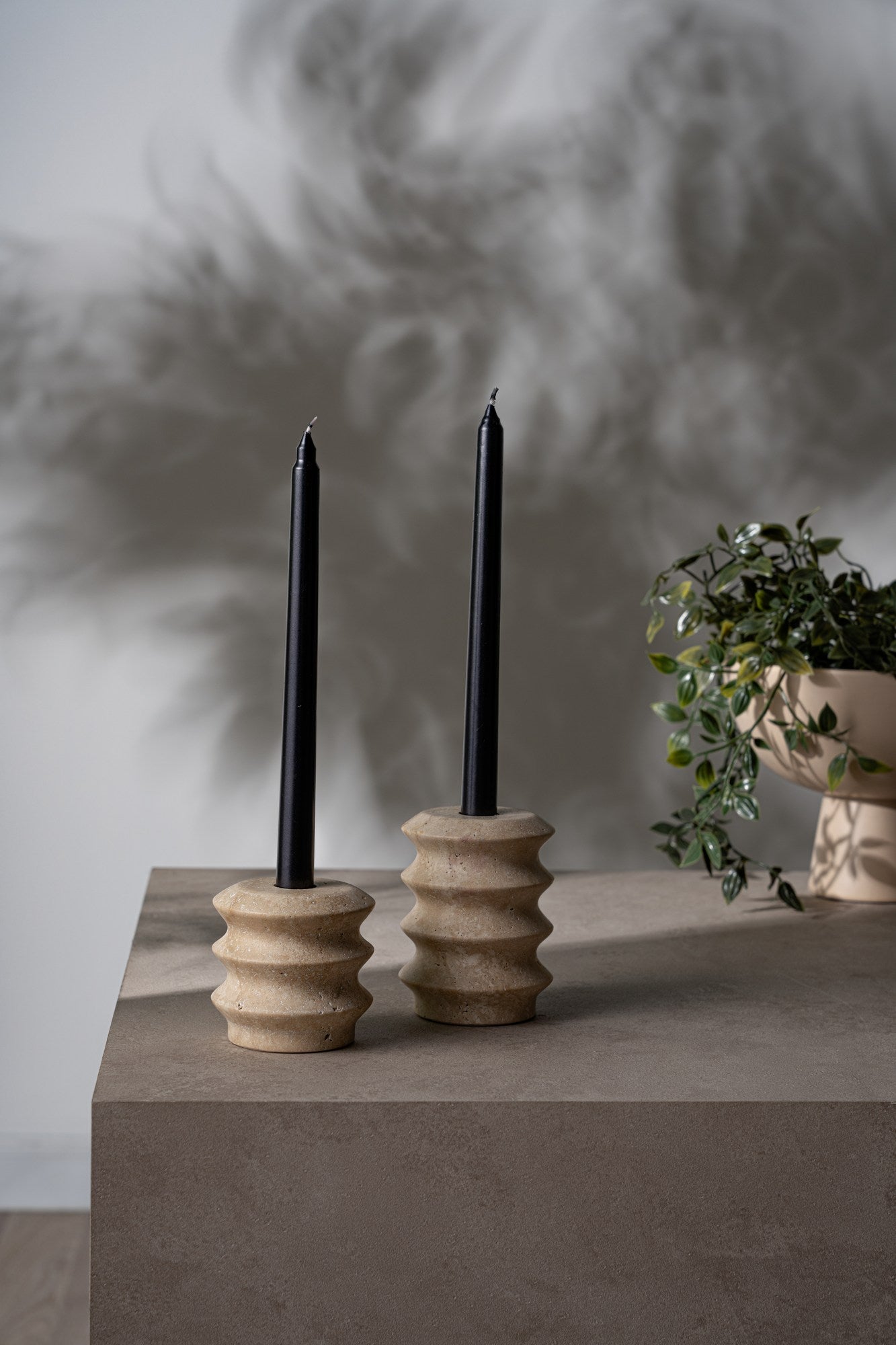 Candlestick Set of 2 Travertine Marble | 144ARD1106