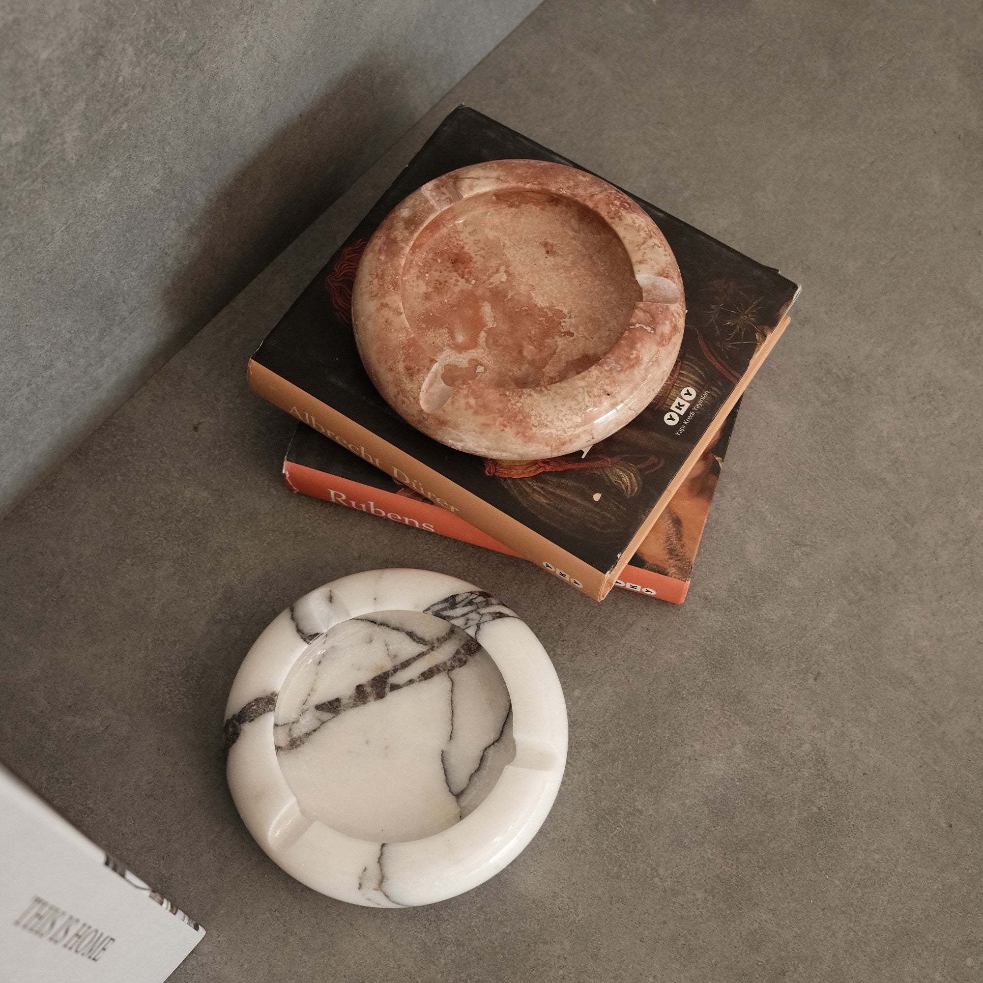 Marble Ashtray Set of 2 Red Travertine Marble | 144ARD1306