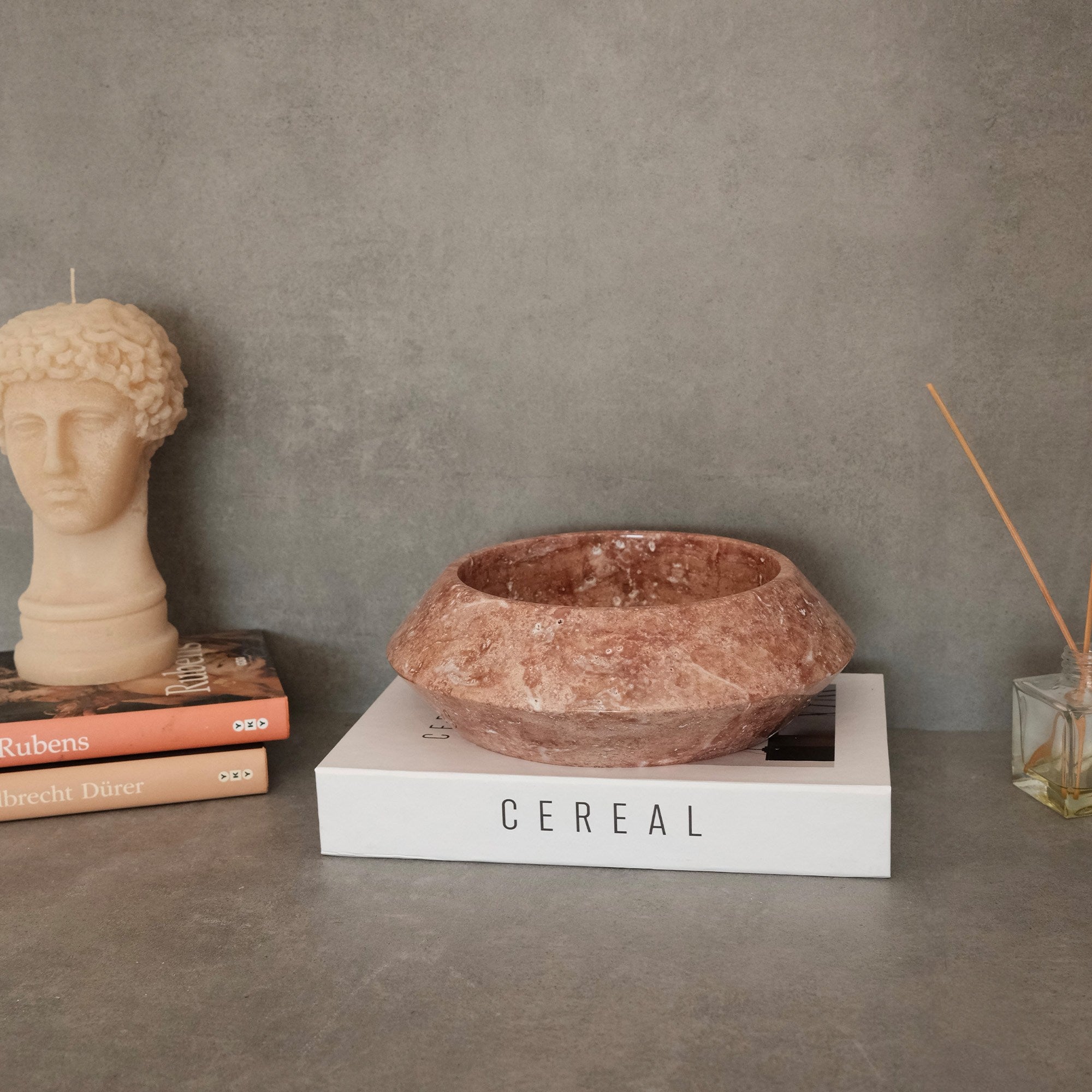 Decorative Bowl Red Travertine Marble | 144ARD1508