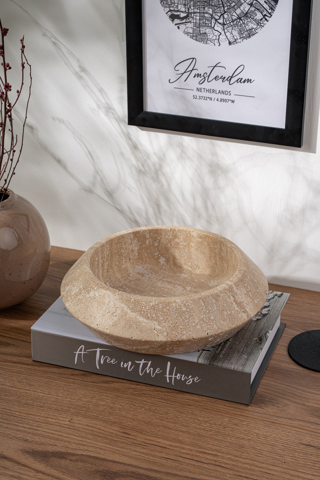 Decorative Bowl Travertine Marble | 144ARD1509