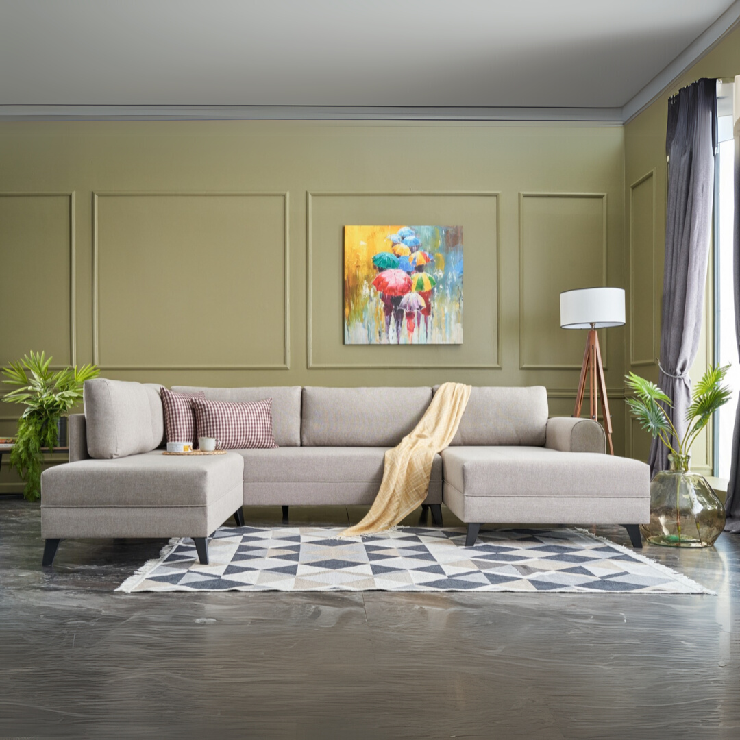 Belen – Cream L Shaped Corner Sofa Bed | Modular Sectional