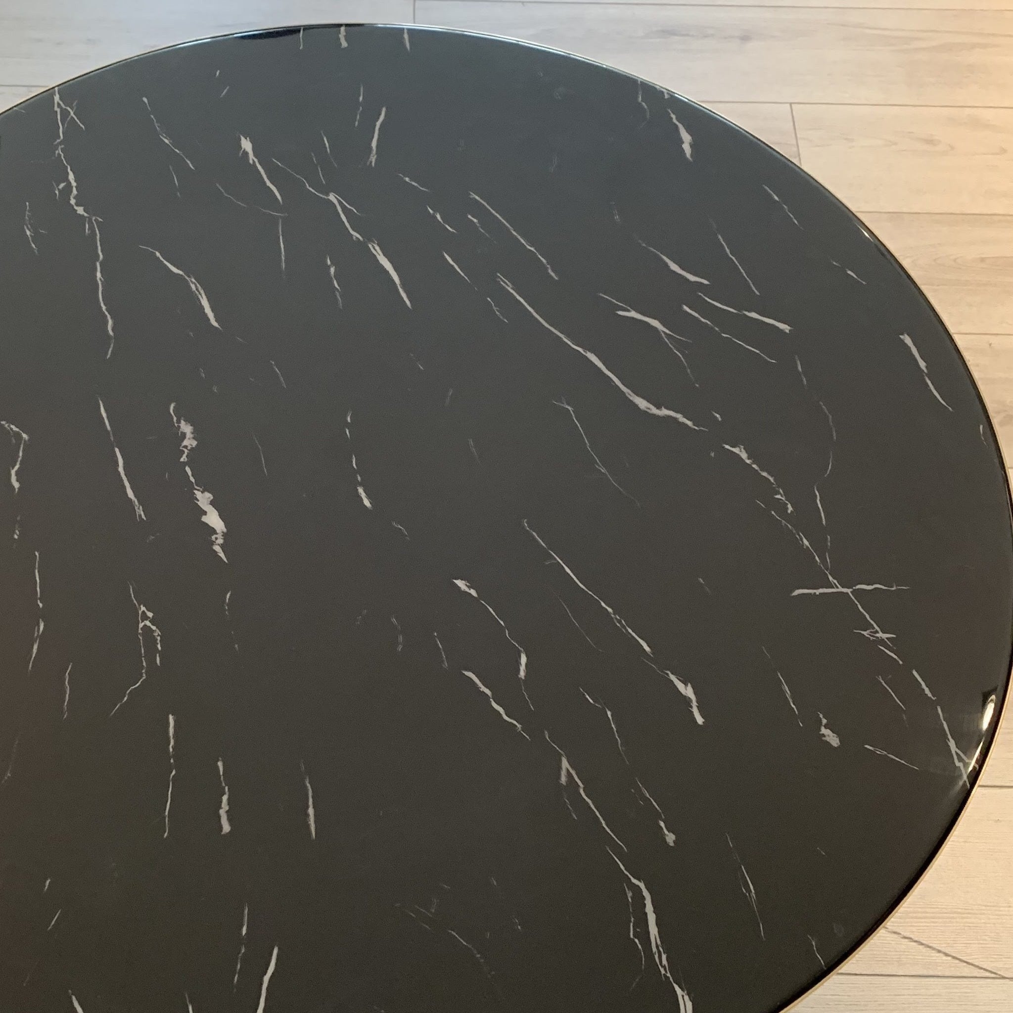 Bethan GrayRound Marble and Brass Band Coffee Table  