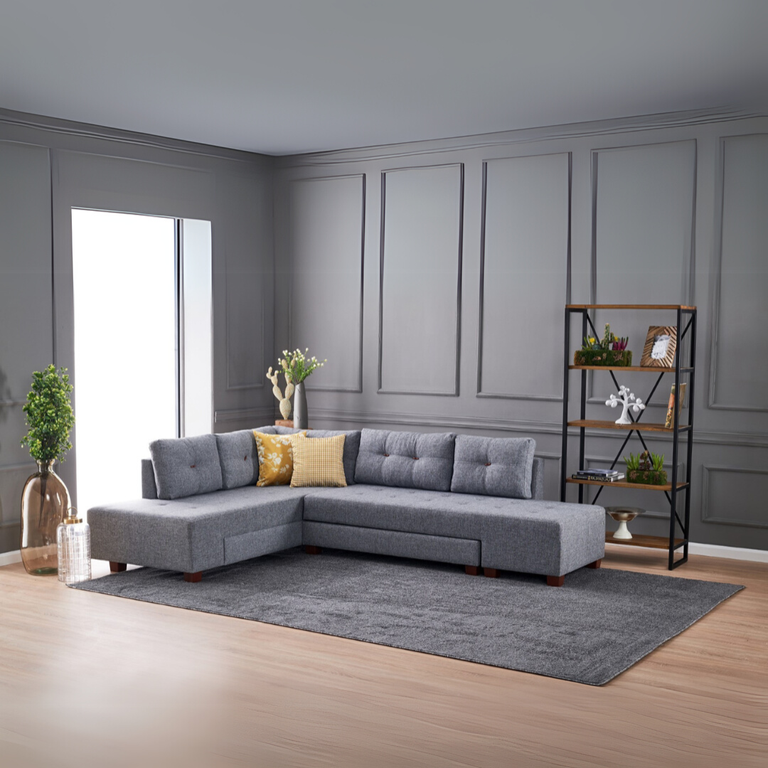 Manama – Grey L Shaped Corner Sofa Bed | Modular Sectional